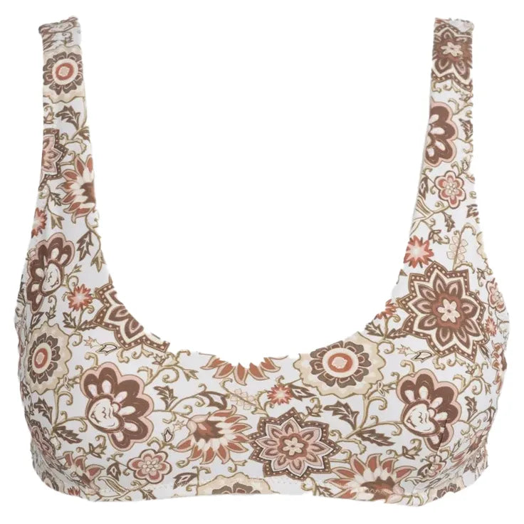 Rhythm Raya Paisley Crop Top - Natural Zippered Front Buttoned Front Snap Front