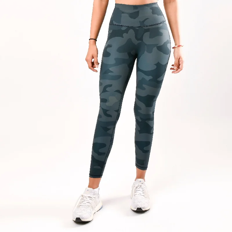 Gunmetal Camo Seamless Leggings Comfortable Ribbed Sports Leggings