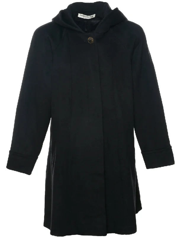 Hooded Wool Coat - L Boat Shawl Notched
