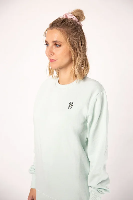 Kaffee Hipster | Bestickter Bio-Baumwoll Frauen Pullover Plunging Neck Pullover