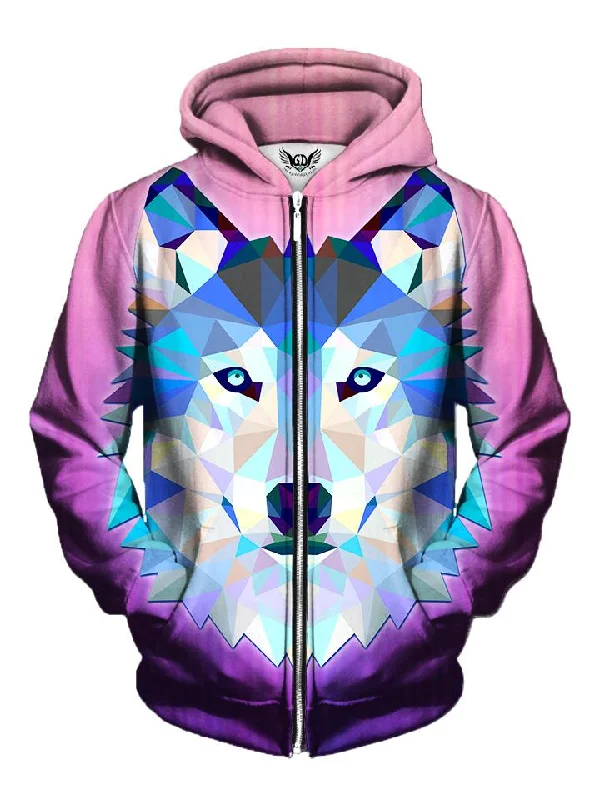Wolf Within Geometric Animal Zip-Up Hoodie Hoodie Jacket Zipper Layering