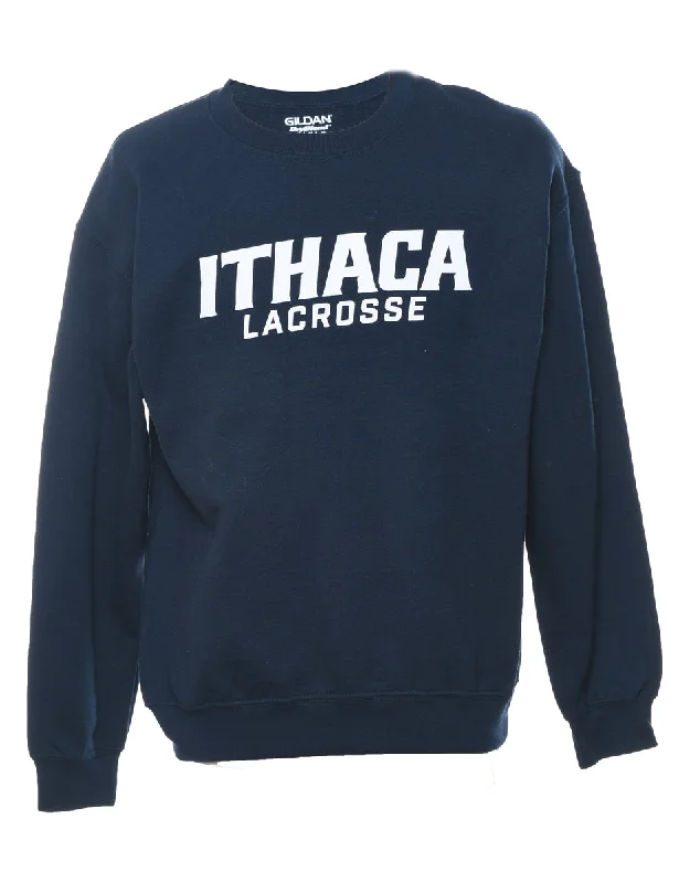 Ithaca Lacrosse Sports Sweatshirt - M Hoodie with Applique Textured Unique