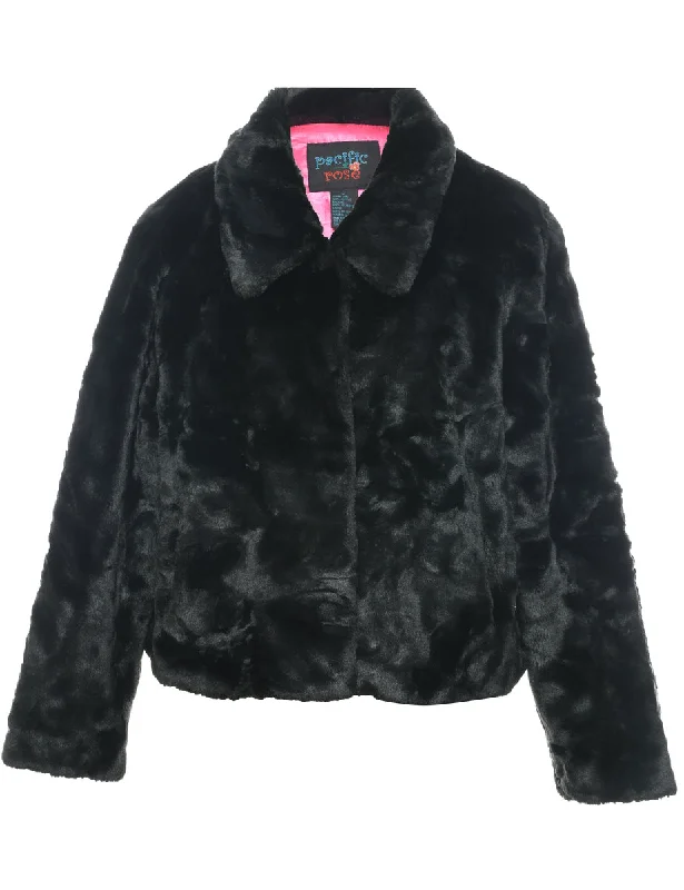 Black Faux Fur Coat - L Blazer Duffle Coat Pea Coat