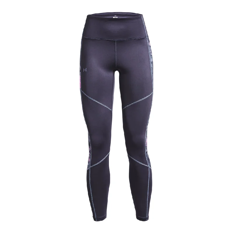 Under Armour Train Cold Weather Full-Length Leggings - Womens - Tempered Steel/Jellyfish/Aurora Purple Fashionable Sports Leggings