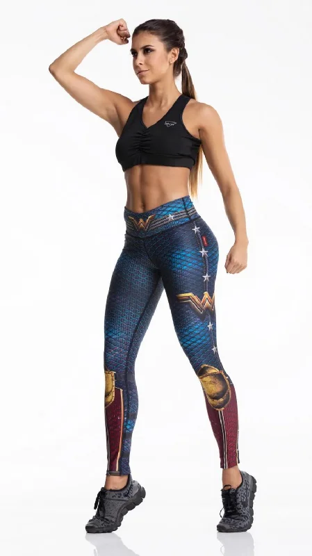 Workout WonderWoman Superhero Colombian Leggings Fashionable Sports Leggings