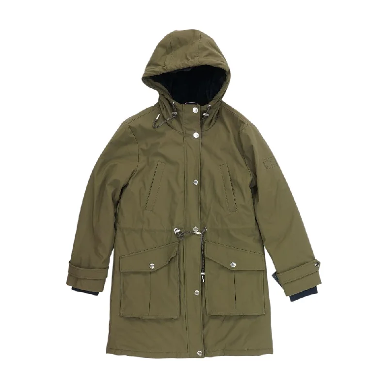 Green Solid Coat Trench Raincoat Windbreaker