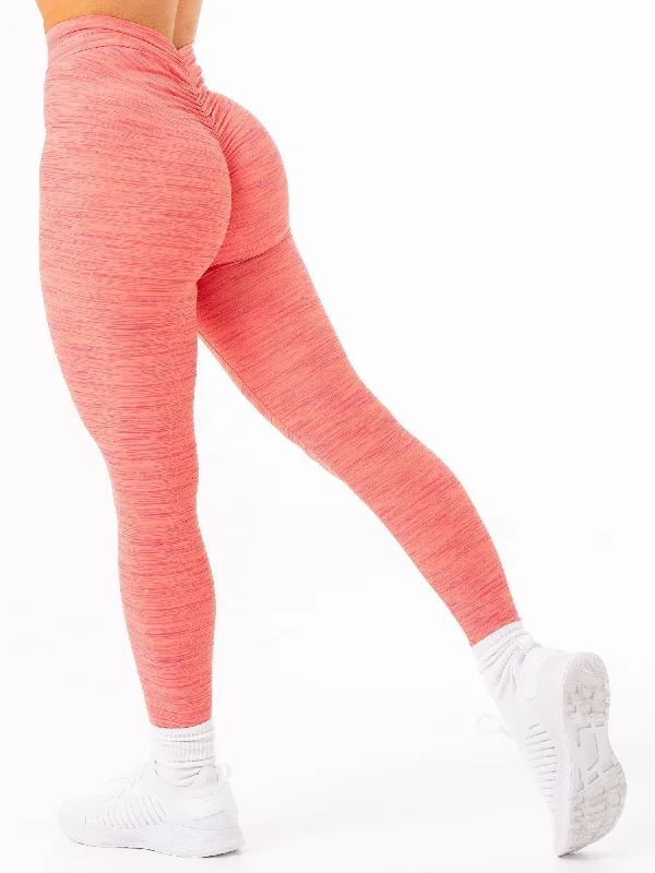 NKD V Scrunch Leggings - Coral Marl Elegant Sheer Leggings