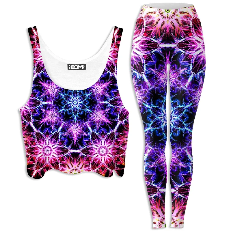 Awakening Crop Top and Leggings Combo Zippered Front Buttoned Front Snap Front