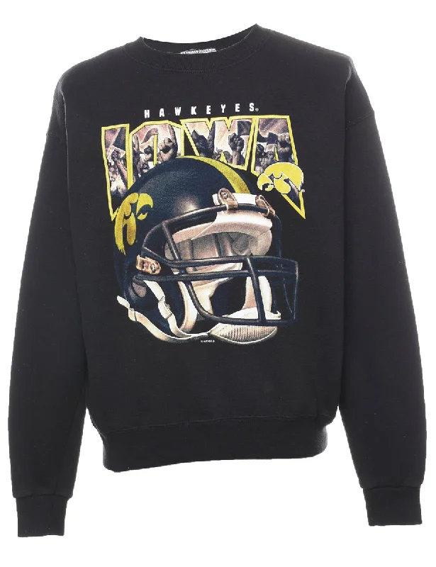 Hawkeyes Black Printed NFL Sweatshirt  - XL Hoodie with Logo Branding Identity