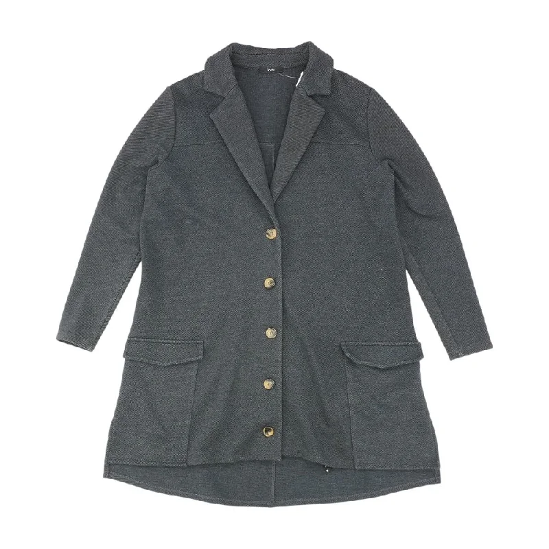 Gray Solid Coat Stand-Up Roll-Neck Turtle