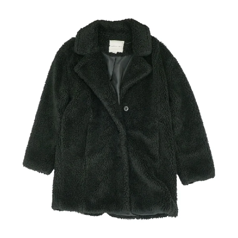 Black Solid Coat Trench Wool Cashmere