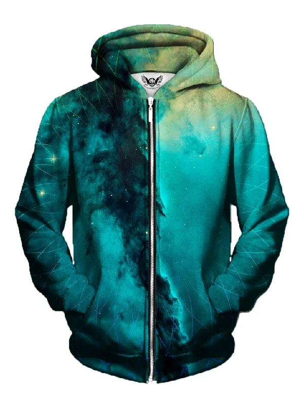 Geometric Cloud Cluster Galaxy Zip-Up Hoodie Hooded Sweatshirt Casual Wear Street Style