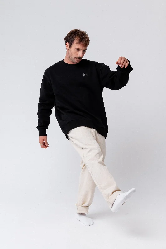 Siebträger | Bestickter Bio-Baumwoll Unisex Pullover Flare Sleeve Stylish