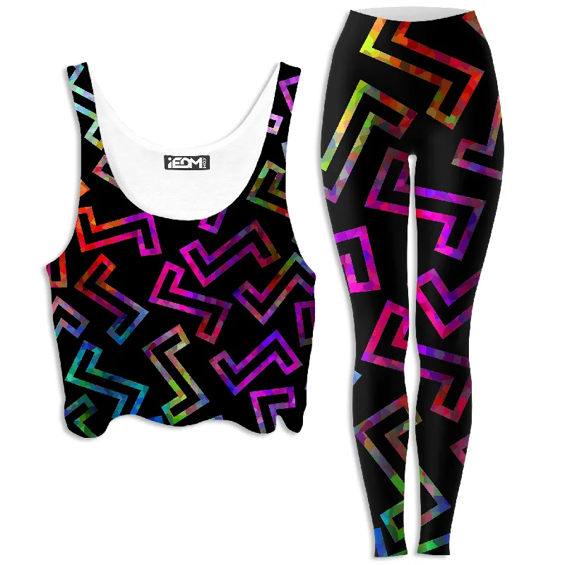 Sparkle Geometric Crop Top and Leggings Combo Handmade Hand-knitted Hand-woven