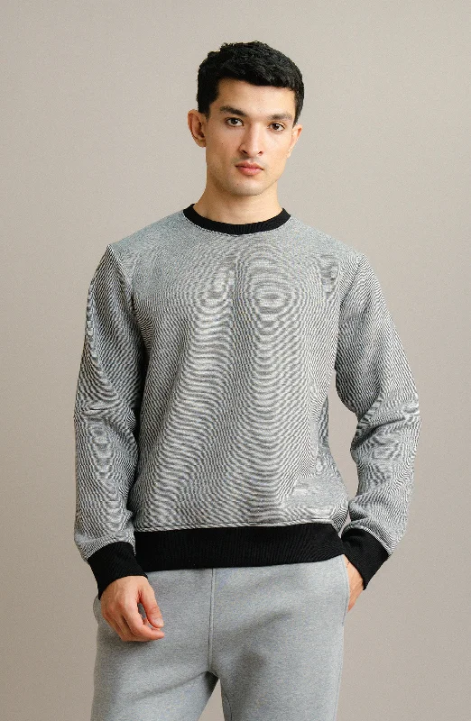 Pinstripe Sweatshirt - Grey Hoodie with Velcro Closure Adjustable Secure