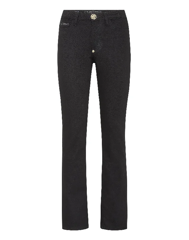 Denim Trousers Regular fit Trousers Fleece Cozy