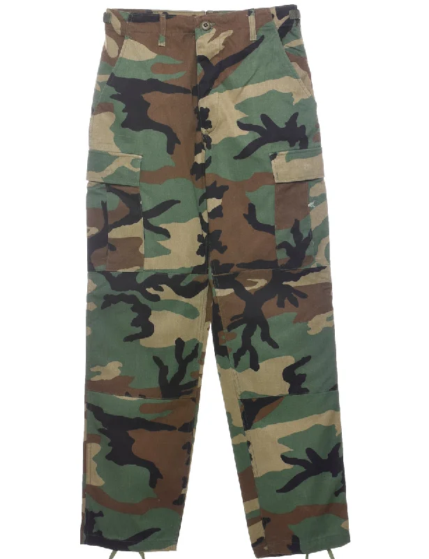 Woodland Camouflage Print Cargo Trousers - W29 L32 Trousers Trousers Formal