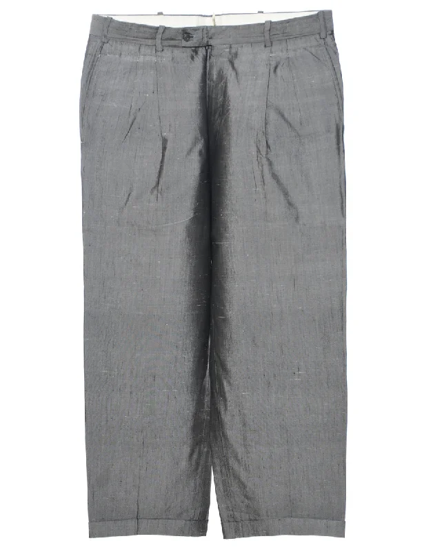 Shiny Silver Metallic Trousers - W34 L27 Trousers Modern Contemporary