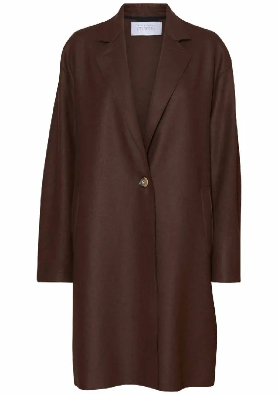Oversized Coat Cashmere Blend Dark Brown Quilted Jacket Anorak Windbreaker