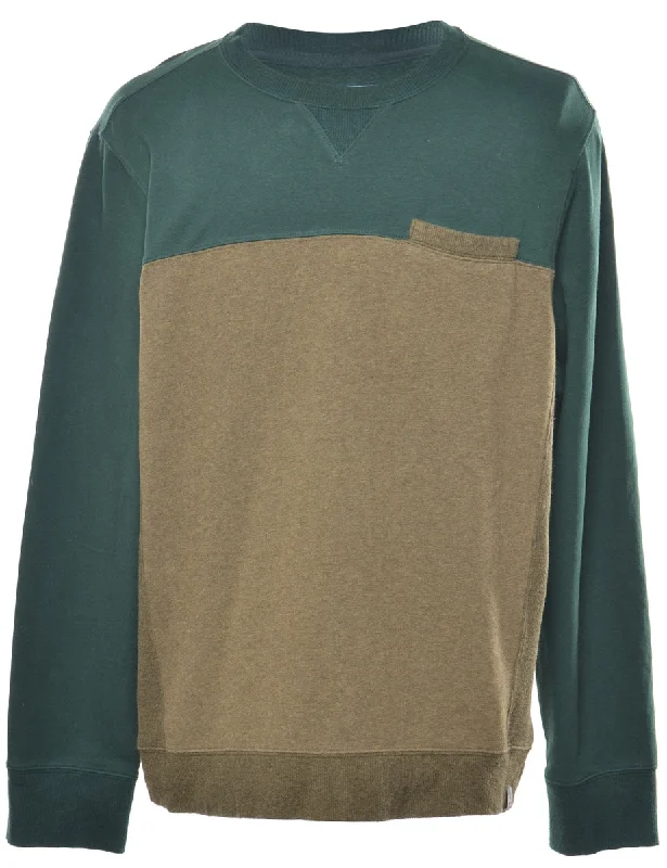 L.L. Bean Two Tone Plain Sweatshirt - L Cotton Hoodie Fleece Lining Warmth