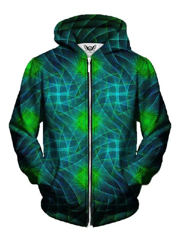 Motherboard Geometric Fractal Zip-Up Hoodie Hoodie with Embroidery Detailed Premium