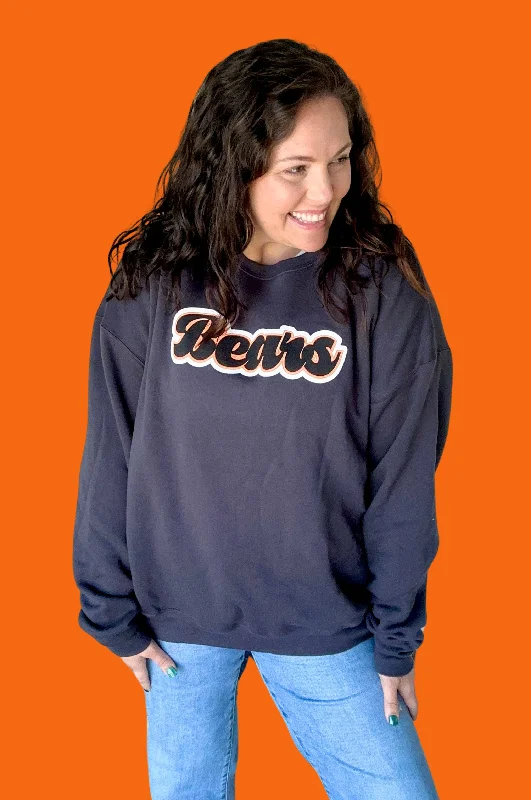 Retro Bears Sweatshirt Hoodie with Raglan Sleeves Sporty Comfortable