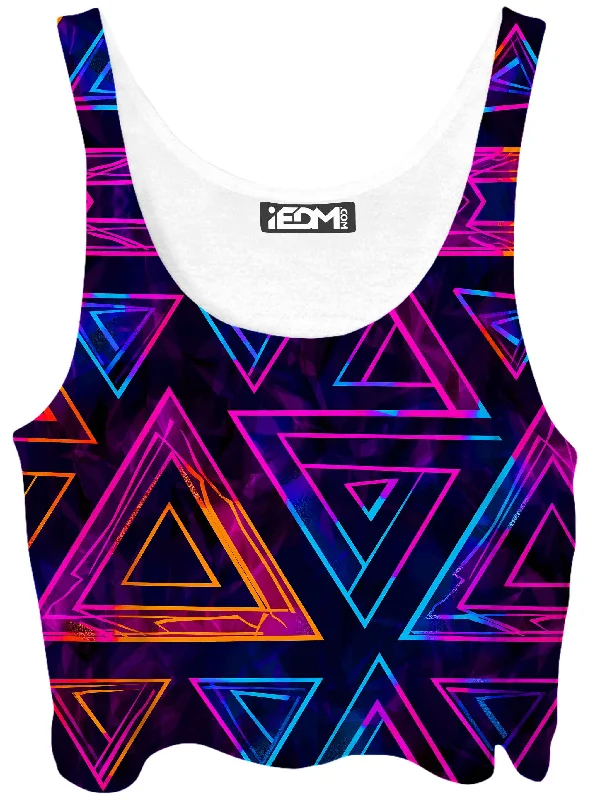 AM Geometric Crop Top Welt Pockets Slit Pockets Flap Pockets