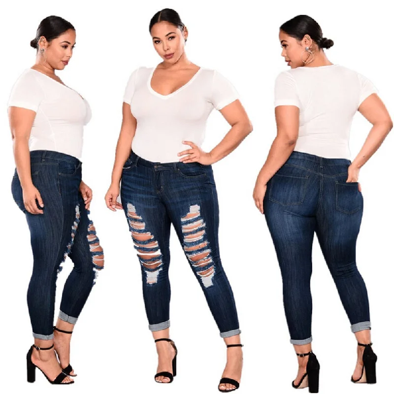 FREE OSTRICH 7xl plus size women Ripped Stretch Slim Denim Skinny Jeans Pants high waist skinny jeans Trouser jeans slim woman Trousers Recommended Stylist