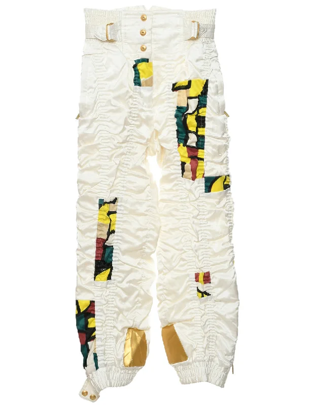 White Ski Trousers - W28 L26 Trousers Low Rise Relaxed