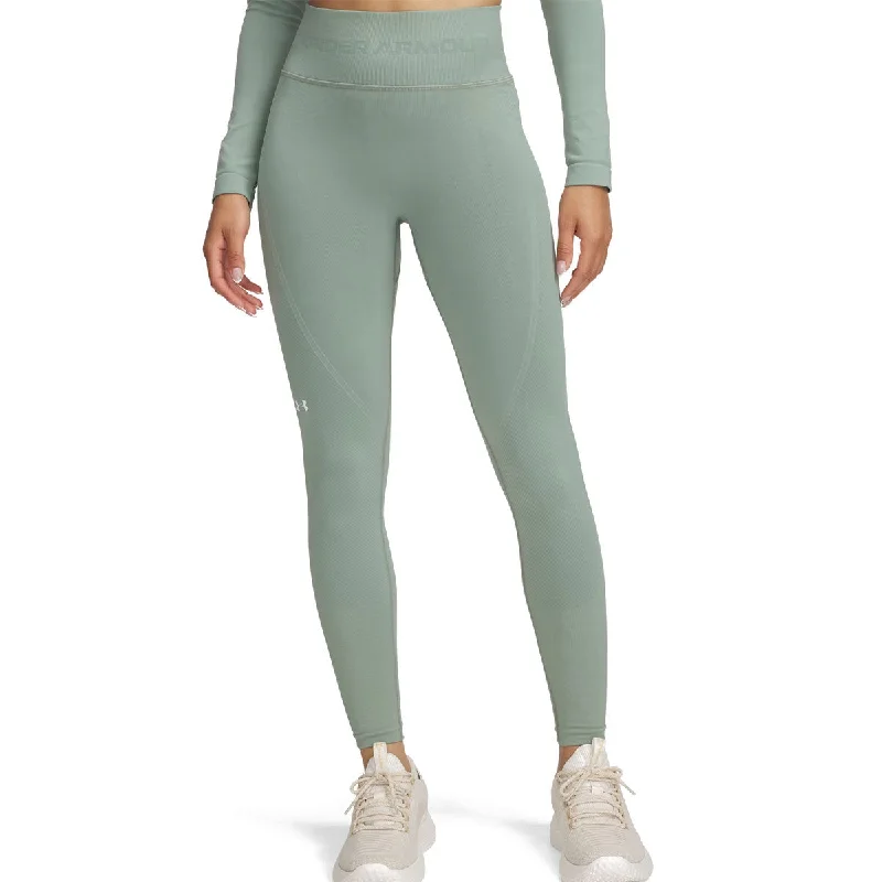 Under Armour Train Seamless Leggings - Womens - Silica Green/White Comfortable Ribbed Waistband Leggings Under Armour Train Seamless Leggings - Womens - Silica Green/White Comfortable Ribbed Waistband Leggings