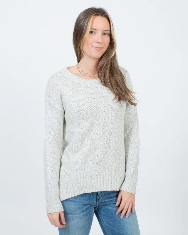 Cream Pullover Sweater Scalloped Neck Pullover