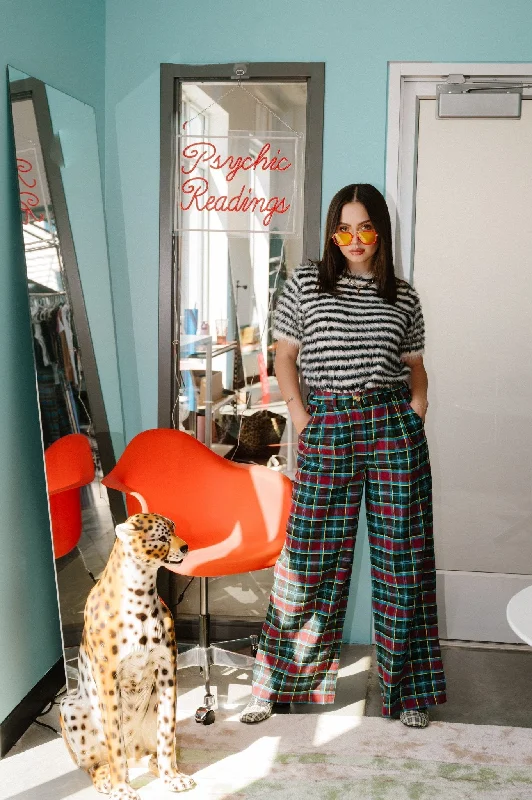 GILF Wide Leg Trousers in Blue + Wine Trousers Brand Named