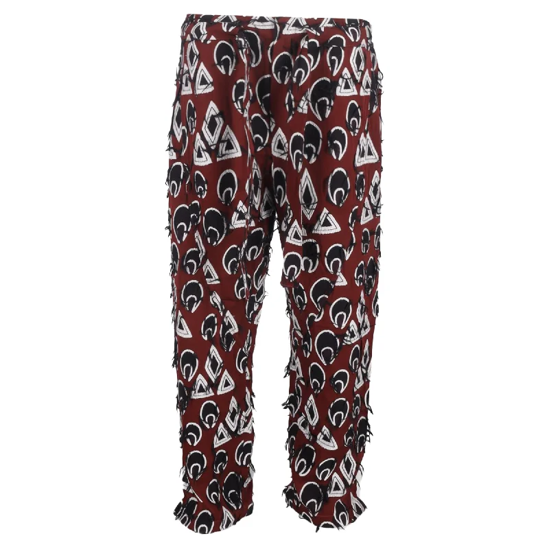 Chloé Printed Drawstring Cropped Trousers in Burgundy Viscose Trousers stylish modern Chloé Printed Drawstring Cropped Trousers in Burgundy Viscose Trousers stylish modern