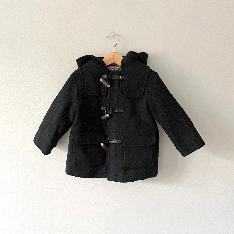 Zara / Navy wool mix duffle coat / 18-24M Lapel Coat Peter Pan Collar Coat Cowl Neck Coat