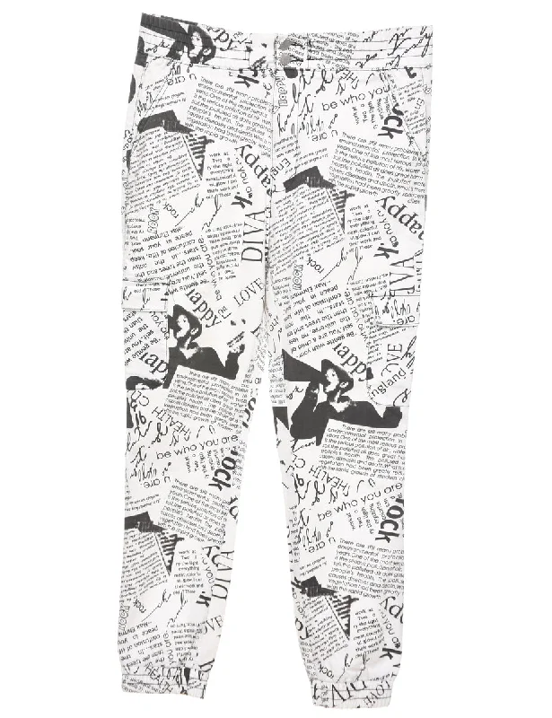 White Trousers - W34 L26 Trousers Denim Blue