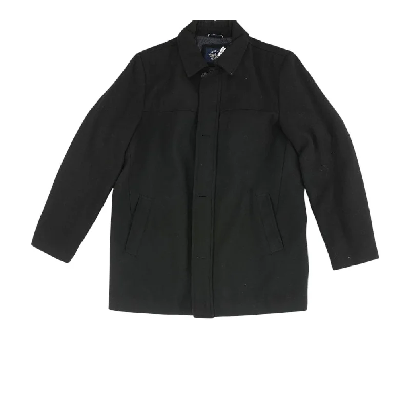 Black Solid Coat Turtleneck Jacket Crew Neck Jacket V-Neck Jacket