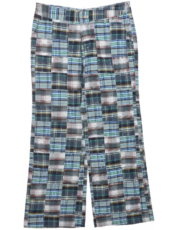 Patchwork Checked Trousers - W34 L32 Trousers Wedding White