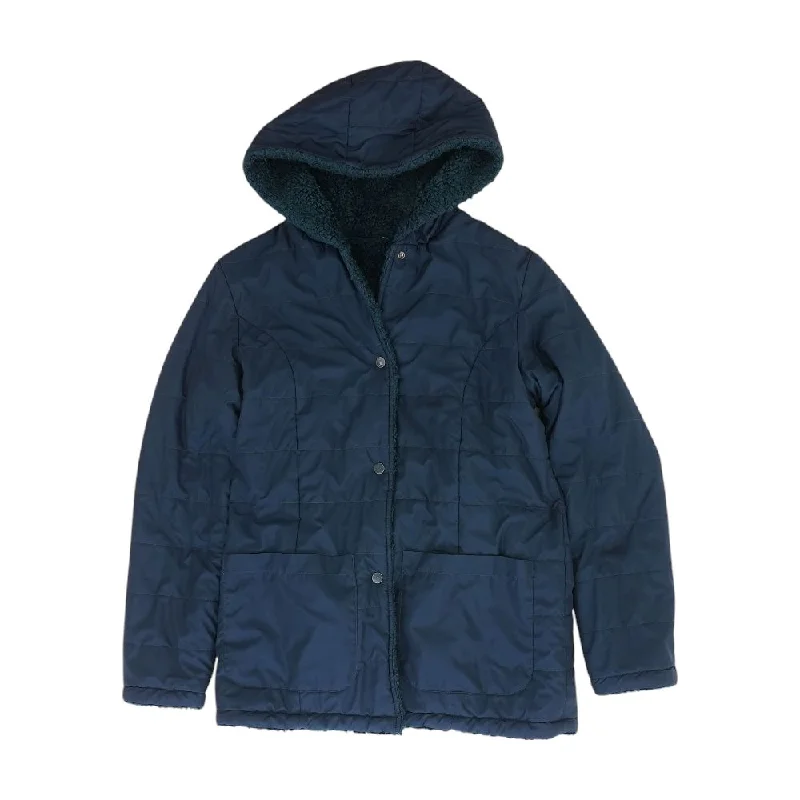 Navy Solid Coat Zip Front Button Front Snap Front