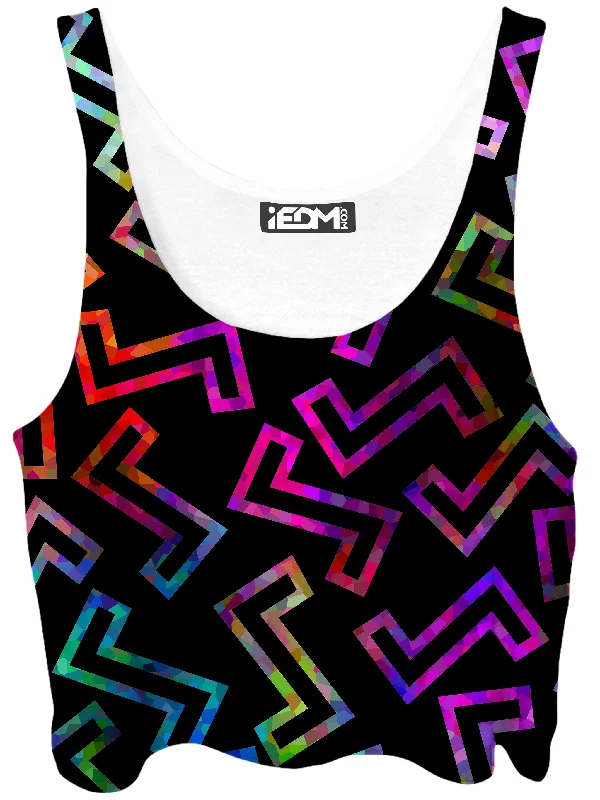 Sparkle Geometric Crop Top Ribbed Crop Top High Neck Heavyweight