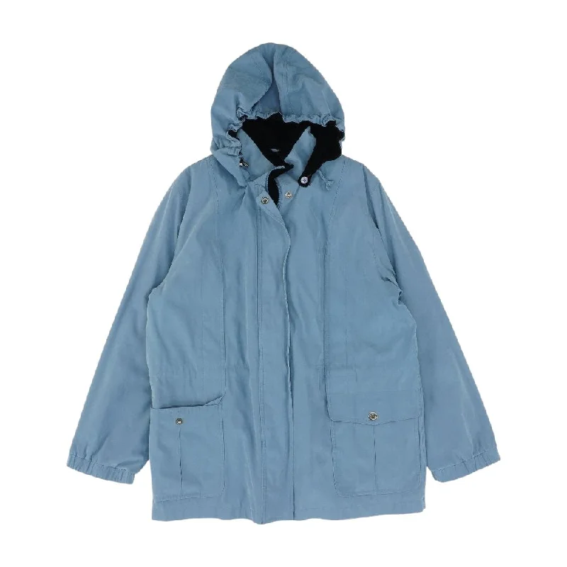 Blue Solid Coat Print Jacquard Embroidered