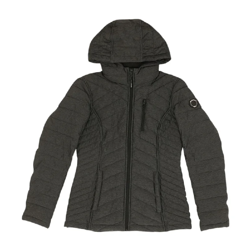 Charcoal Solid Puffer Coat Plaid Tartan Floral