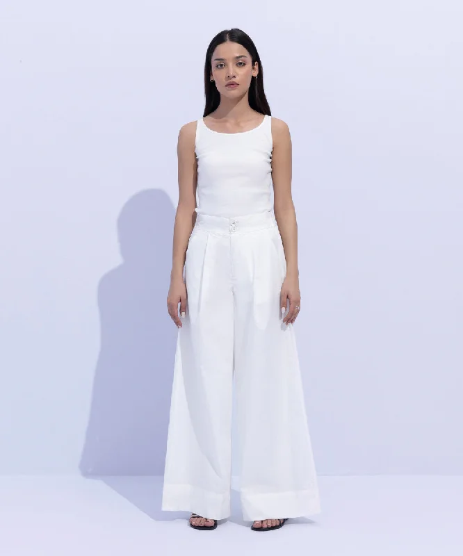 Wide-Leg Cotton Trousers Trousers Vintage Classic