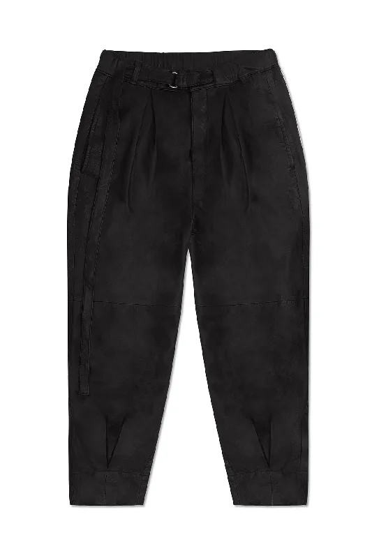 LEATHER BELTED TROUSERS IN BLACK Trousers Chinos Classic