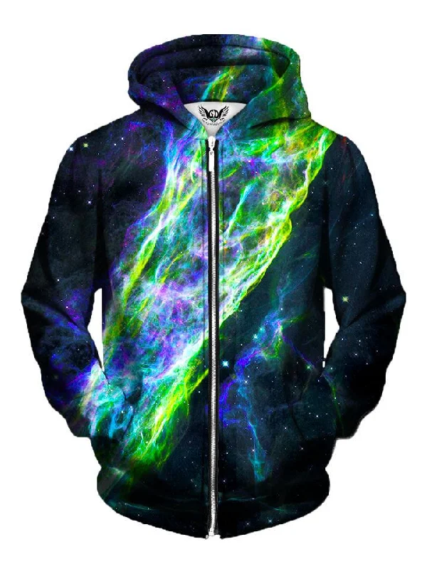 Electric Wave Milky Way Galaxy Zip-Up Hoodie Hoodie Jacket Zipper Layering