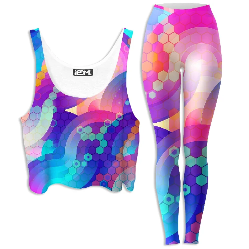 Bubbly Crop Top and Leggings Combo Chenille Blend Fleece Blend Nylon Blend
