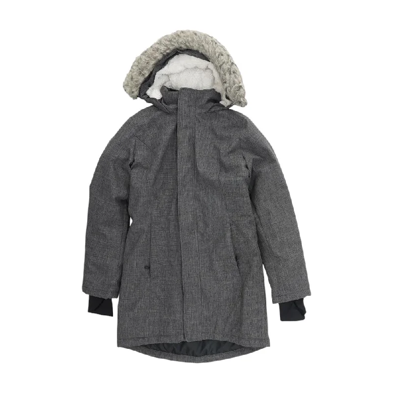 Gray Solid Puffer Coat Welt Pockets Slit Pockets Flap Pockets