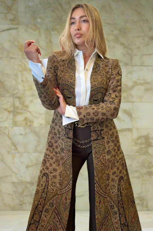 T.ba Ginebra Coat Jacquard Asymmetrical Diagonal princess