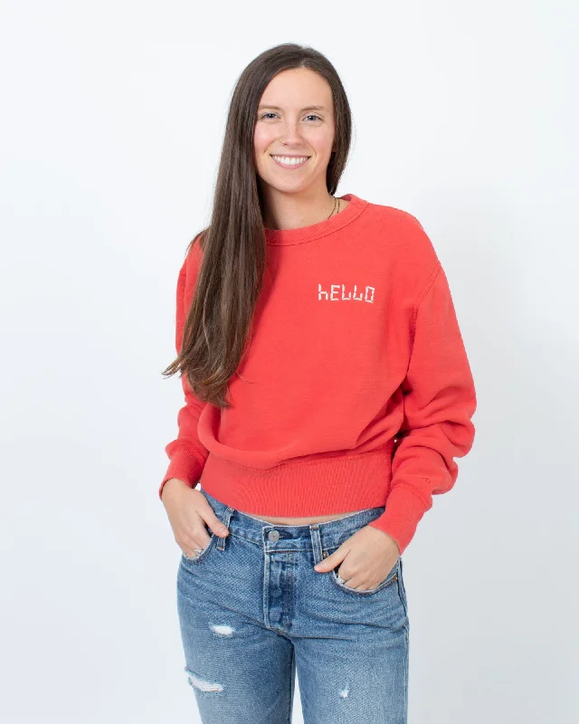 Crewneck Pullover Sweatshirt Ribbed Crew Neck