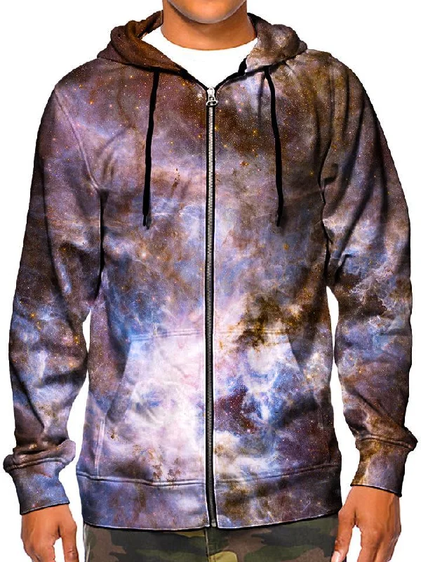 Interstellar Connection Zip-Up Hoodie Hoodie with Pattern Geometric Abstract