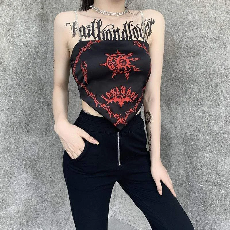 Women's Grunge Totem Printed Crop Tops Solid Color Striped Floral